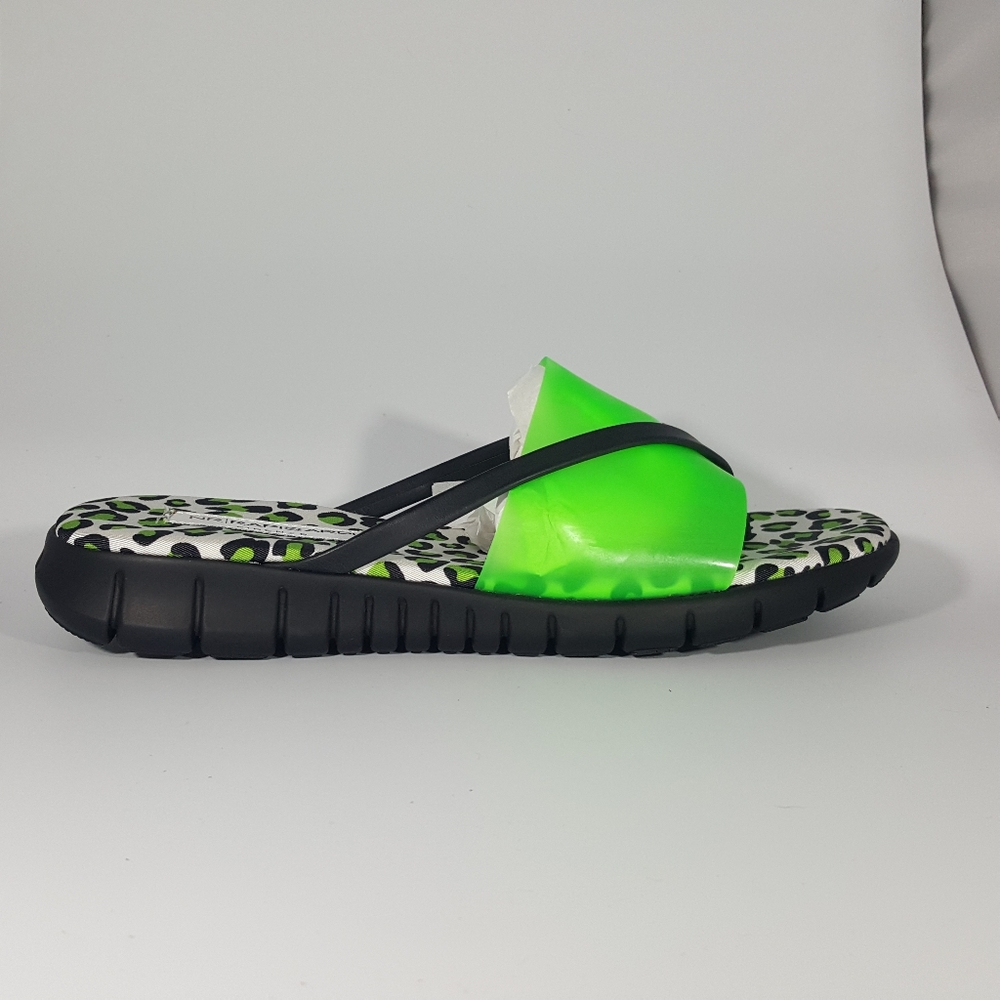 NR Rapisardi Lime Vinyl Sandal with Cheetah Sock